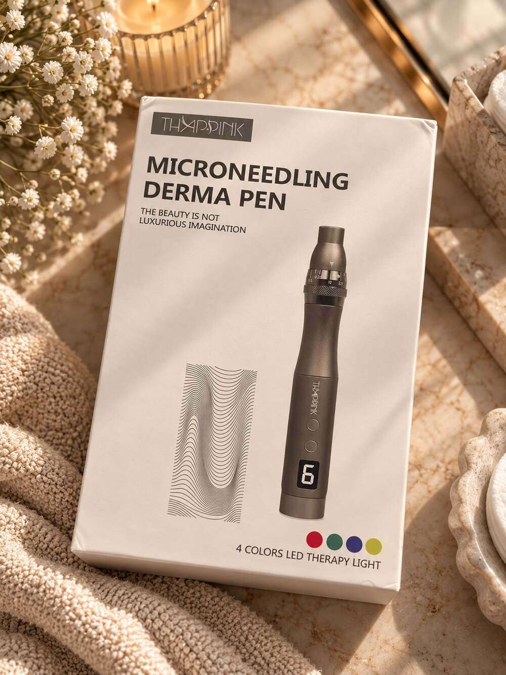 THAPPINK Microneedling Derma Pen with 4 Colors LED Therapy Light